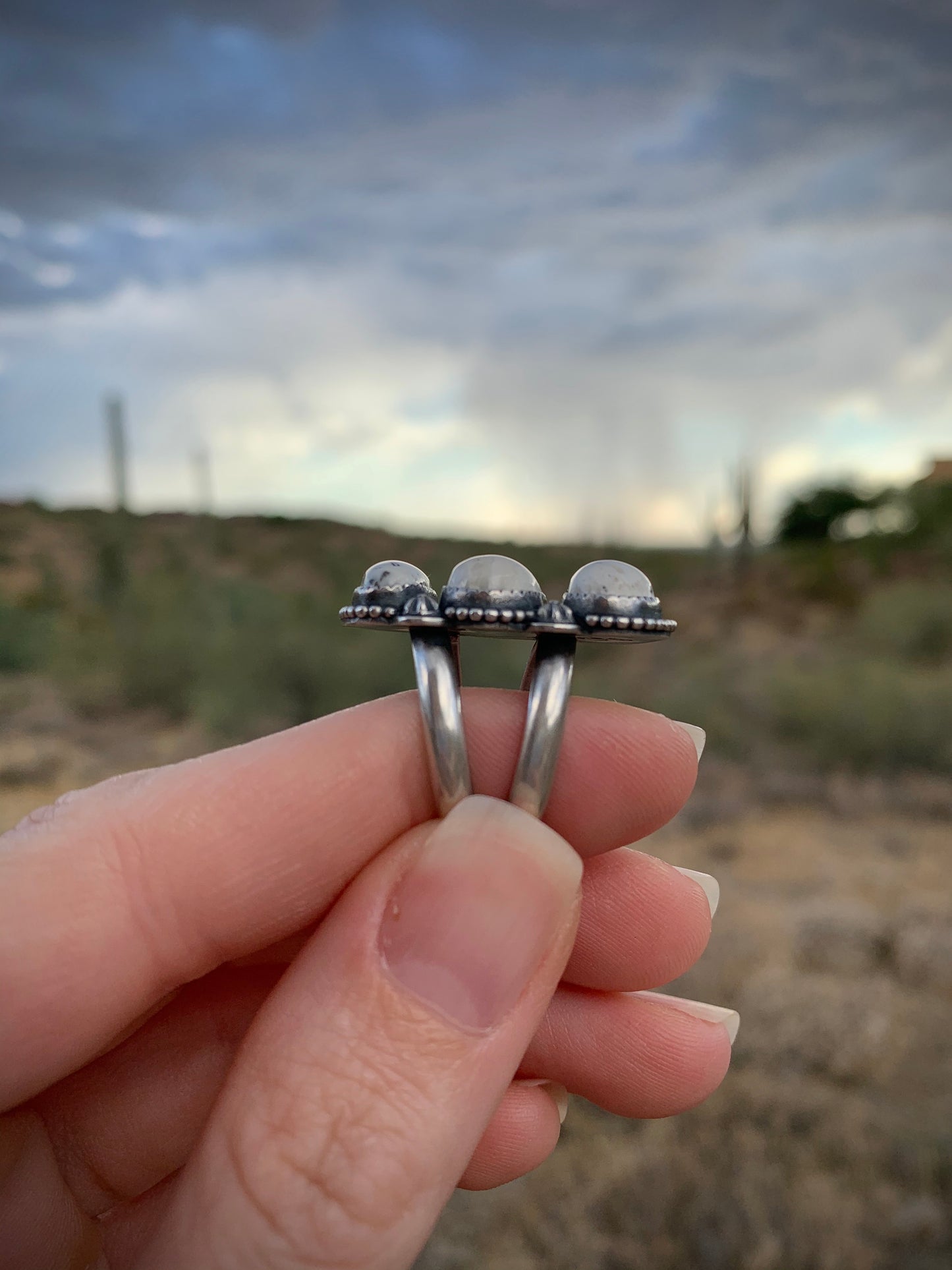 White Buffalo Stack Stone Ring // Size 9