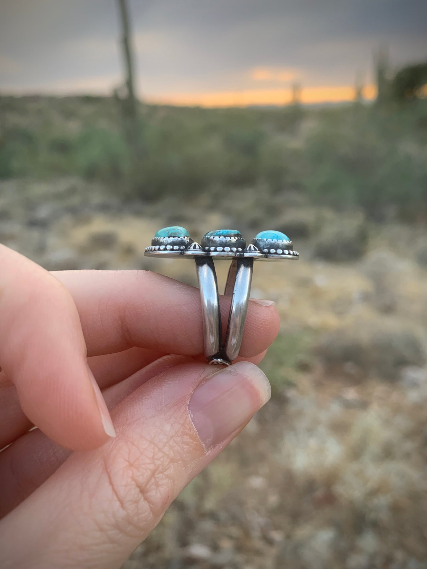 Sierra Nevada Turquoise Stack Stone Ring // Size 8.25