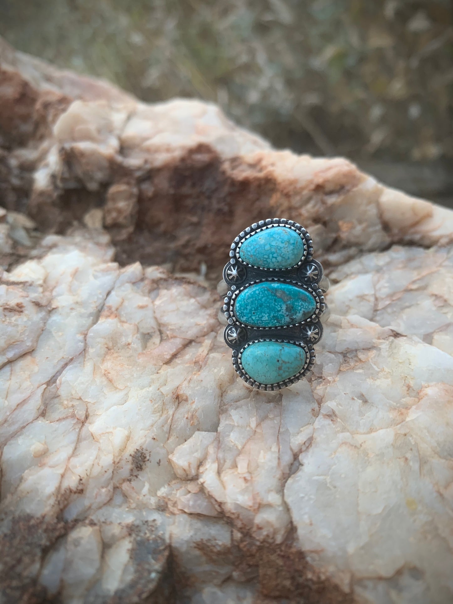 Sierra Nevada Turquoise Stack Stone Ring // Size 8.25