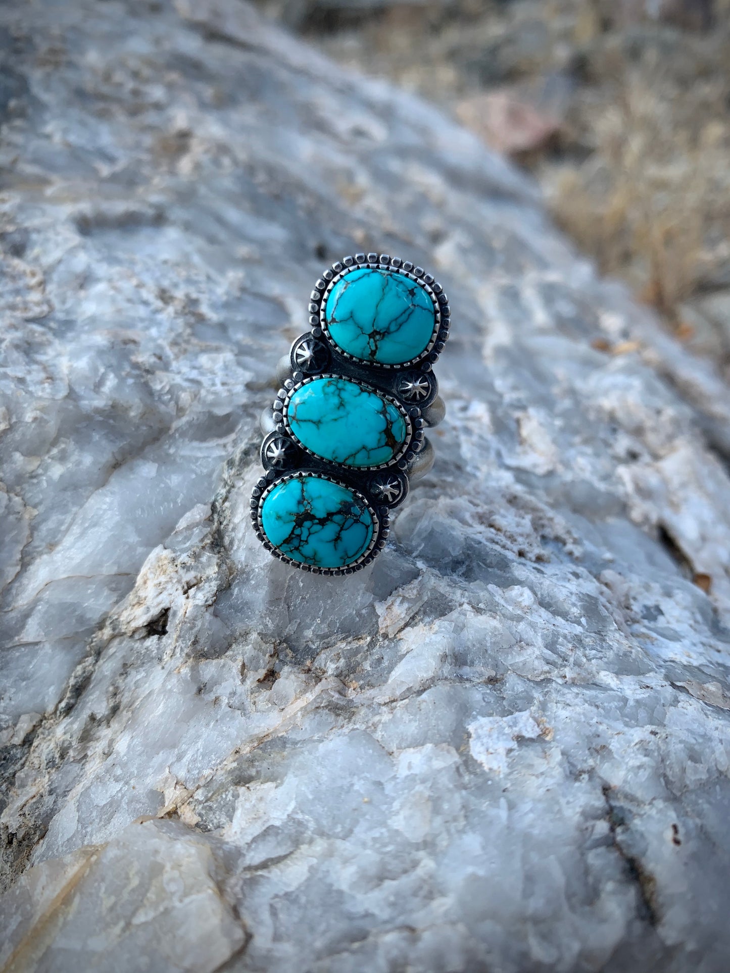 Blue Moon Turquoise Stack Stone Ring // Size 6.25