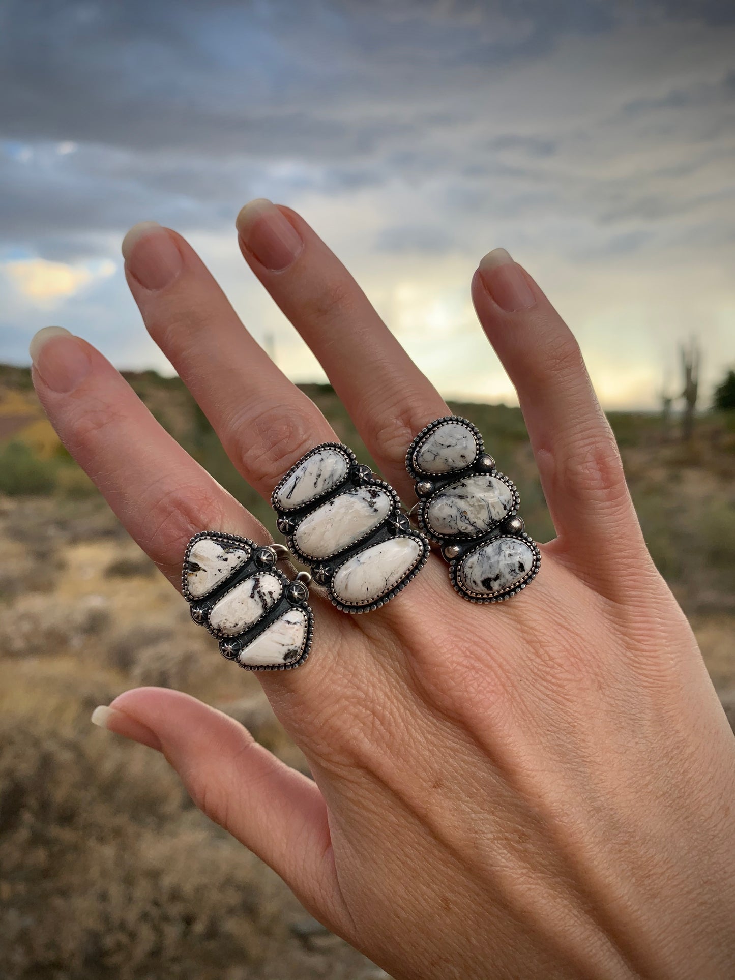 White Buffalo Stack Stone Ring // Size 9