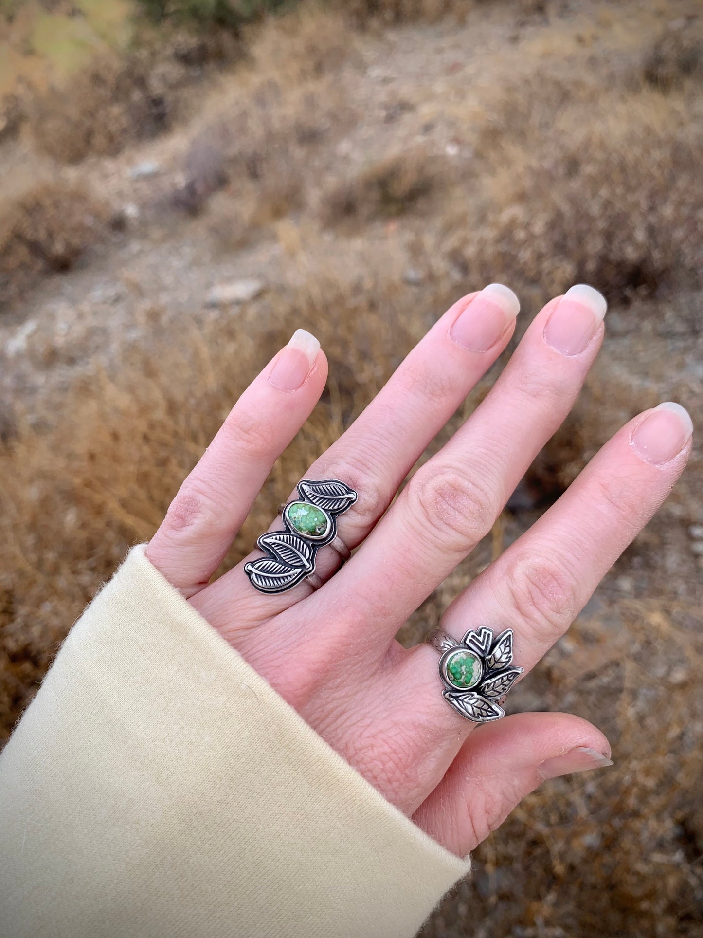 Small Leaf Cluster Ring // Sonoran Gold Turquoise // Size 7