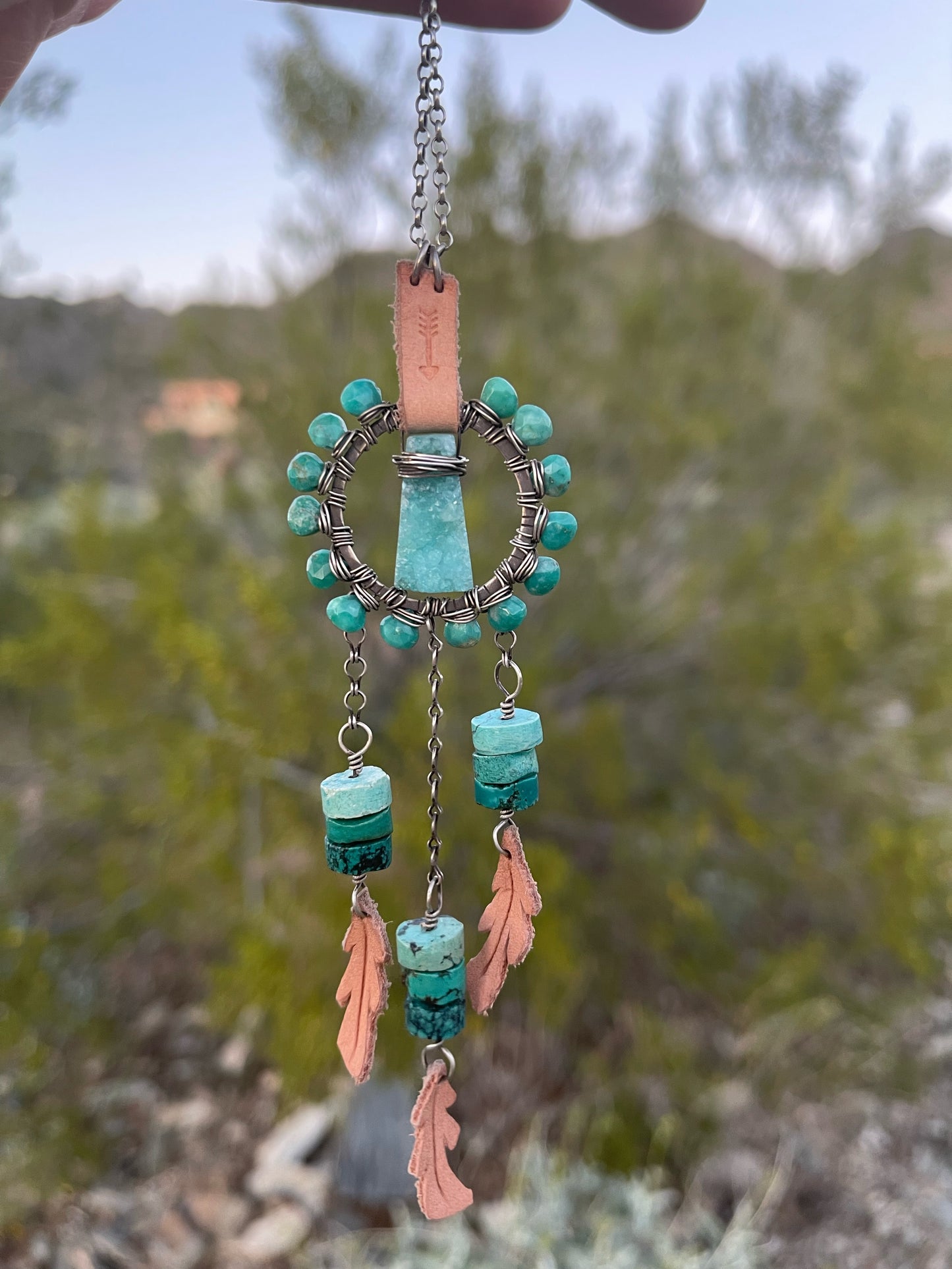 Dream Catcher Talisman Necklace // Turquoise