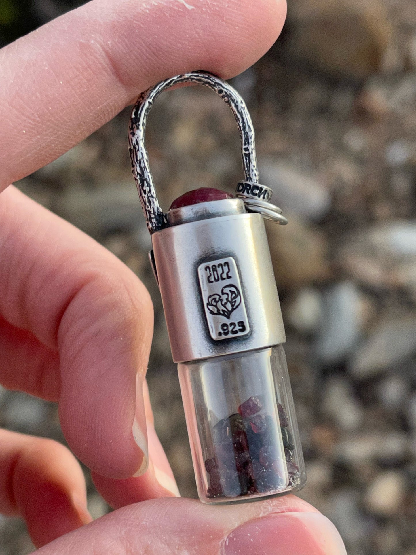 Lady Bug Roller Bottle Necklace // Ruby + Garnet