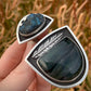 Light in the Darkness Split Shank Ring // Larsonite Jasper & Labradorite // Size 7.5